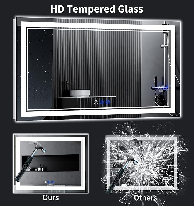 60"x28" LED Bathroom Mirror with Lights,Anti-Fog,3 Color Modes