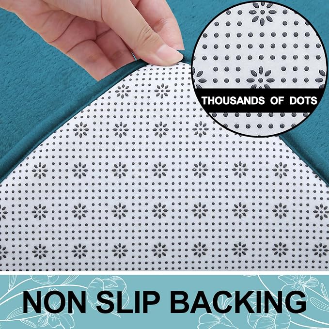 Smiry Memory Foam Bath Mat 59x34, Extra Soft and Absorbent Bathroom Rugs | Peacock Blue, Quick Dry Machine Washable Non-Slip Bath Mat for Bathroom Floor, Shower and Tub