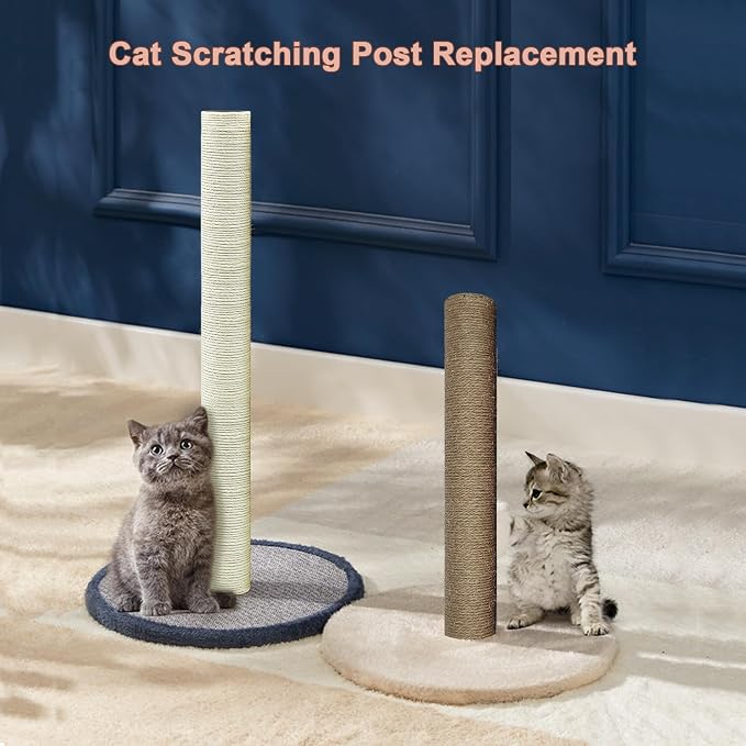Cat Scratching Post Replacement Pole, 2 PCS 15.7in Cat Tree Replacement Post, Natural Sisal Cat Tree Replacement Parts with M8 Screws (40cm/15.71inBrown, M8*2poles)