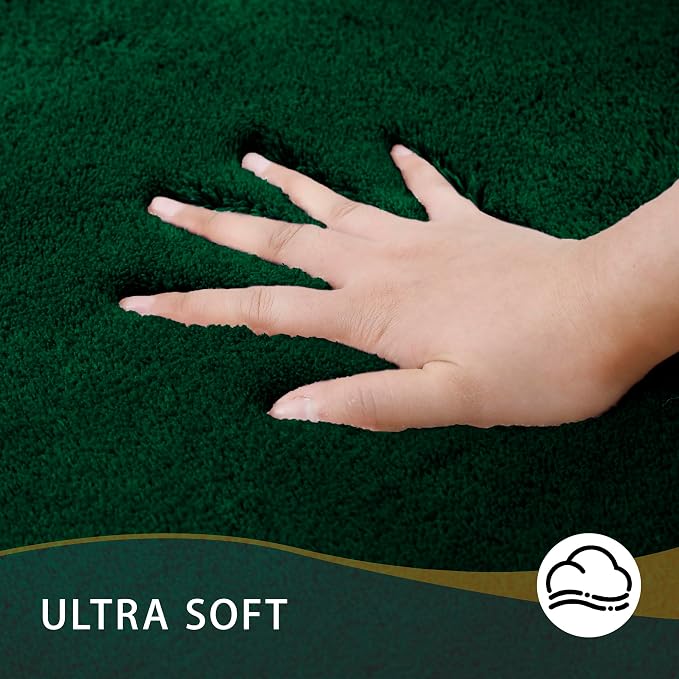 MINIDEAR Bathroom Rugs 24x17 Dark Green - Thick Memory Foam Bath Mat, Ultra Soft & Plush Non-Slip, Quick Dry, Absorbent Washable Floor Microfiber Mat for, Home Decor Accessories
