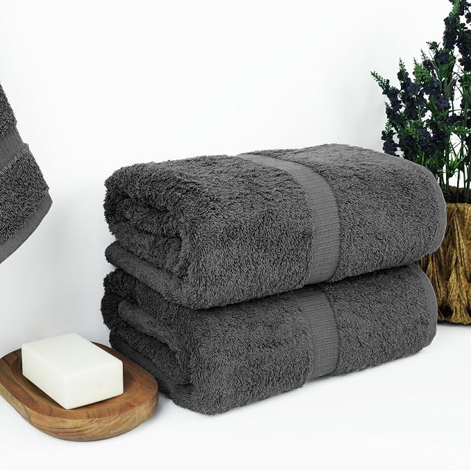 Chakir Turkish Linens, 100% Cotton Premium Quality Turkish Bath Sheets (35''x70'' Large Bath Sheet Towels - Dark Gray) | 100% cotton bath sheets, 35x70 oversized, OEKO-TEX certified, soft plush and absorbent