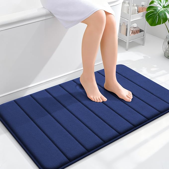 OLANLY Memory Foam Bath Mat 36x24, Super Soft and Absorbent Bathroom Rugs | Twilight Sapphire, Quick Dry Bath Rug, Machine Washable Shower Floor Mats, Bathmat Carpet for Bathroom Floor, Tub and Shower