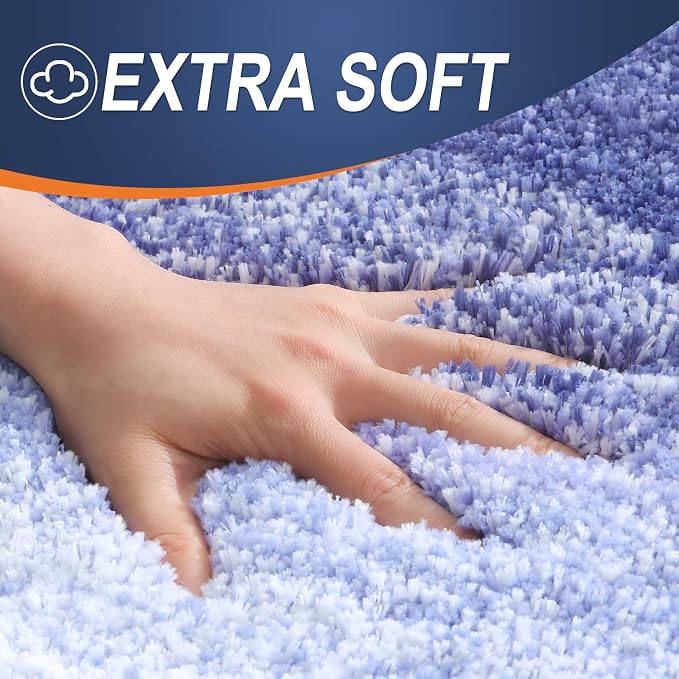 OLANLY Bathroom Runner Rug 40x24, Extra Soft Absorbent Microfiber Bath Rugs | Blue-Violet, Non-Slip Quick-Drying Rubber Backing, Washable Long Bath Mat for Floor, Tub and Shower, Home Decor