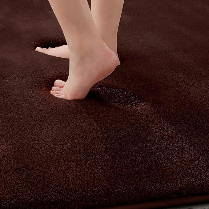 MINIDEAR Bathroom Rugs 47x17 Dark Brown - Thick Memory Foam Bath Mat, Ultra Soft & Plush Fluffy, Non-Slip, Quick Dry, Absorbent Washable Floor Microfiber Mat for Tub, Home Decor Accessories