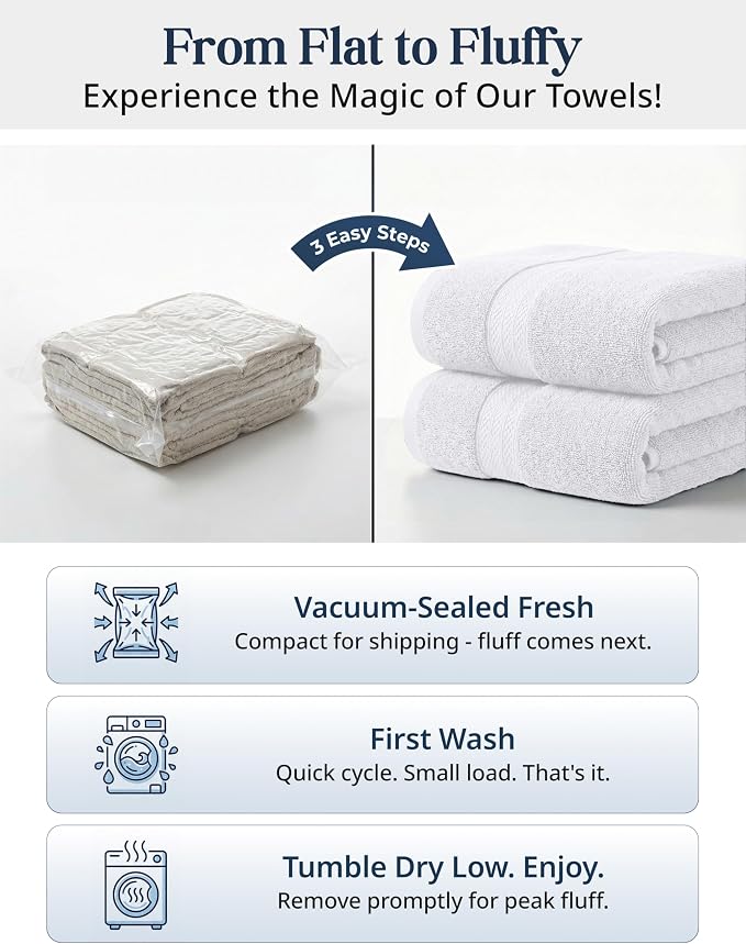 LANE LINEN Bath Towel Set 100% Cotton 16 Piece Soft Absorbent - White | Shower Towels - Generously Sized, Oversized & Roomy, Lightweight & Breathable, Fade-Resistant Color, Classic Terry Weave