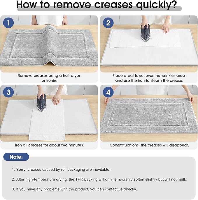 IM HOME Bathroom Rugs, Ultra Soft Plush Fluffy Microfiber Absorbent Bath Mat, Non-Slip Backing, Machine Washable Bath Mats for Bathroom Floor, Tub and Shower, Grey/32"x20"/Bordered
