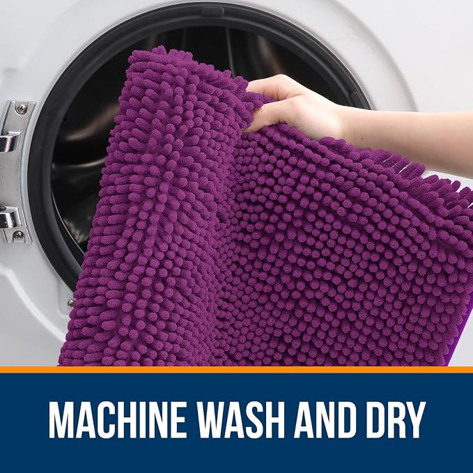 OLANLY Large Bathroom Rugs 44x32, Extra Soft Absorbent Chenille Bath Rugs | Purple, Quick-Drying Rubber Backing, Machine Washable Bath Mat for Bathroom Floor, Tub and Shower, Home Decor Accessories