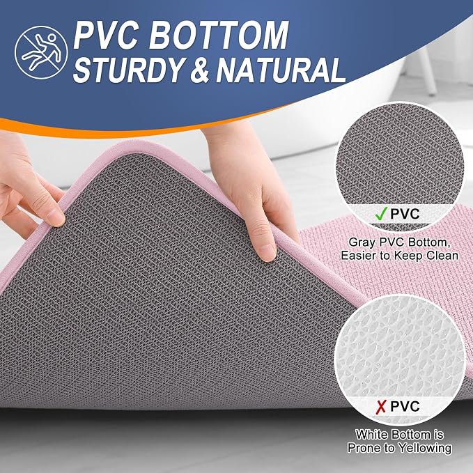OLANLY Memory Foam Bathroom Runner Rugs 44x24, Long Bath Mats, Dusty Rose | Soft Quick Dry Bath Rugs, Non-Slip, Absorbent Machine Washable Mat for Bathroom Floor, Tub and Shower, Home Decor Accessories