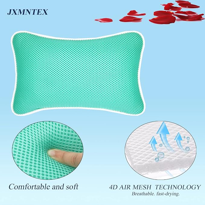 Bathtub Bath Pillow - Spa Pillow with Headrest Cushion - Hot Tub Pillow - Neck and Head Rest Support for Bath or Shower - Bath Stuff Accessories(New Green)