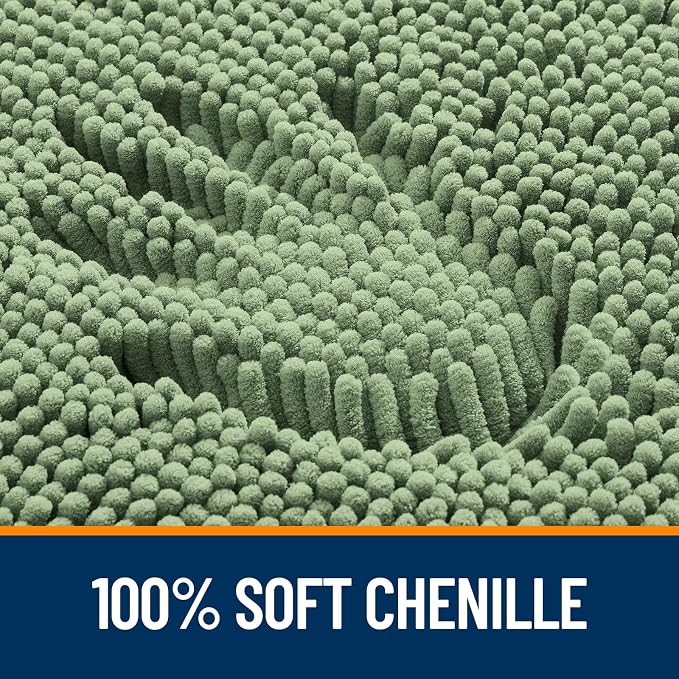 OLANLY Toilet Rugs U-Shaped 24x24, Soft Absorbent Chenille Contour Rugs | Sage Green, Quick-Drying Rubber Backing, Machine Washable Non-Slip Shaggy Bathroom Mat for Toilet, Home Decor Accessories