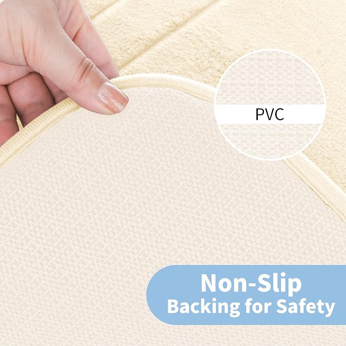 Cupic Cupid Memory Foam Bath Mat 20"×32", Non Slip Bathroom Rugs, Cream | Soft Touch, Cushioned Comfort, Non Slip Bathroom Mat, Super Absorbent & Quick Dry, Machine Washable for Shower, Tub & Vanity