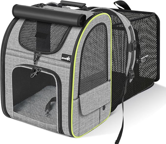 pecute Cat Backpack Carrier Expandable, Cat Backpack with Curtain | Durable Oxford Cloth, Lockable Zipper,Use for Pet Under 11 lbs to Travel