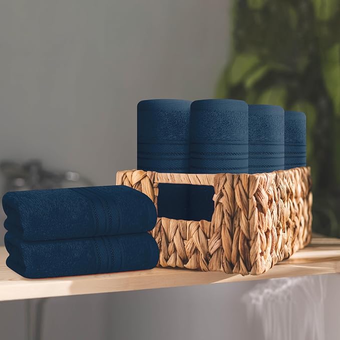 BOUTIQUO Ultra Soft Cotton Washcloths, Contains 12 Piece Face Cloths 12x12 inch, Ideal for Everyday use Face Towels, Compact & Lightweight Multi Purpose Washcloths - Mineral Blue