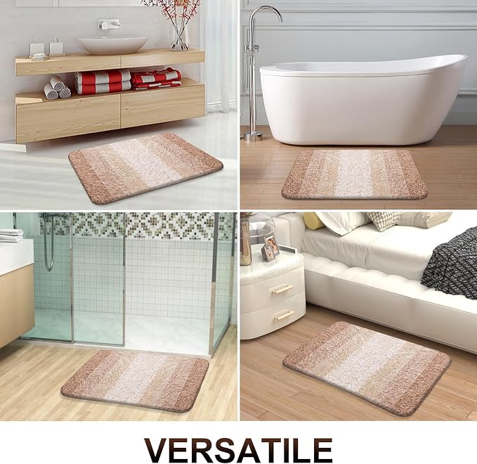OLANLY Bathroom Rugs Mat 30x20, Extra Soft Absorbent Microfiber Bath Rugs | Beige, Non-Slip Quick-Drying Rubber Backing, Washable Plush Bath Mat for Floor, Tub and Shower, Home Decor Accessories