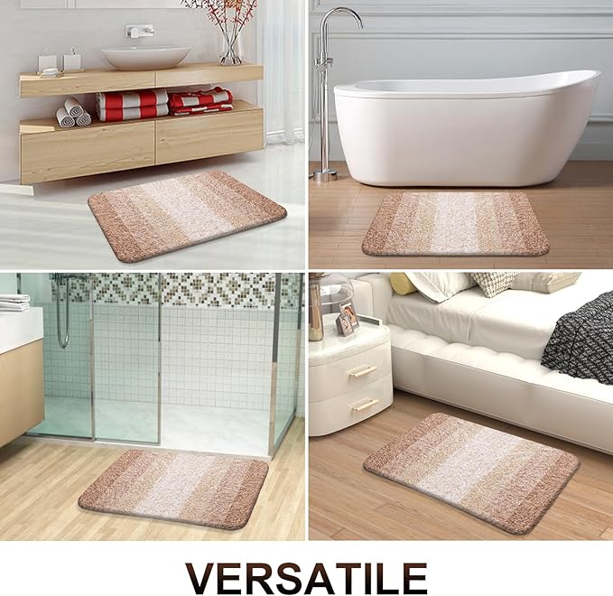 OLANLY Bathroom Runner Rug 47x17, Extra Soft Absorbent Microfiber Bath Rugs | Beige, Non-Slip Quick-Drying Rubber Backing, Machine Washable Long Bath Mat for Floor, Tub and Shower, Home Decor Accessories