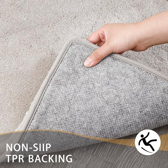 MINIDEAR Bathroom Rugs 24x17 Tan - Thick Memory Foam Bath Mat, Ultra Soft & Plush Fluffy, Non-Slip, Quick Dry, Absorbent Washable Floor Microfiber Mat for Tub, Home Decor Accessories