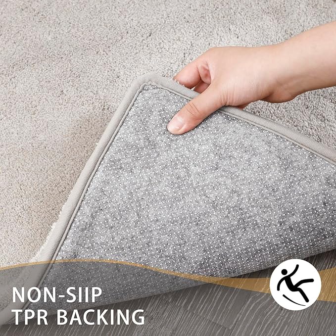 MINIDEAR Bathroom Rugs 47x17 Tan - Thick Memory Foam Bath Mat, Ultra Soft & Plush Fluffy, Non-Slip, Quick Dry, Absorbent Washable Floor Microfiber Mat for Tub, Home Decor Accessories