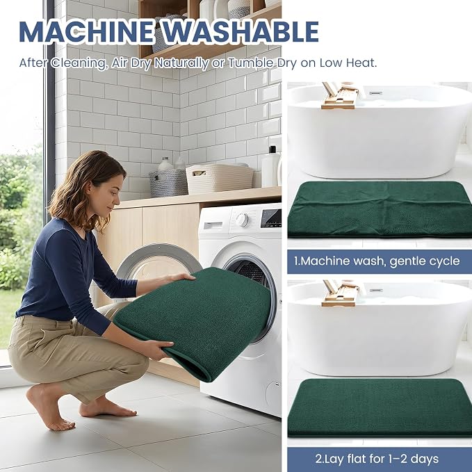 Smiry Memory Foam Bath Mat 72x24, Extra Soft Absorbent Bathroom Rugs | Green Quick Dry, Machine Washable Bath Mats for Bathroom, Shower, Tub and Home Decor Accessories