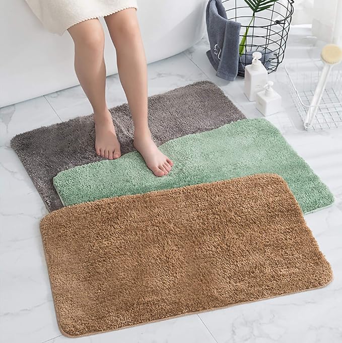 Red Bathroom Rugs Water Absorbent Chenille Bath Mat for Bathroom Machine Washable Shower Mats Bath Rug for Kids Shower Tub,16" x 24",Red