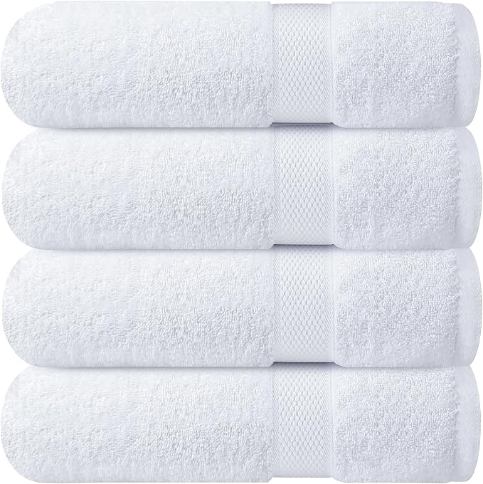 Infinitee Xclusives 100% Ring-Spun Cotton Bath Towels for Bathroom - Pack 4 | Luxury Super Soft, Absorbent & Quick-Drying |27x54 inches| Large Bathroom Towels Set |600 GSM| Gym, Shower, Spa & Hotel Use
