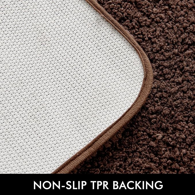 MIULEE Brown Soft Bathroom Rugs Set 2 Piece Soft Bath Mats 20x30 Inch | Soft Absorbent Microfiber Bath Rugs, Non Slip, Quick Dry, Fluffy Bath Rugs for Bathroom Floor Tub Showers, Machine Washable