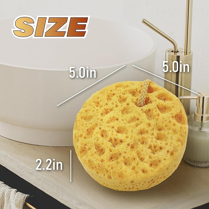 myHomeBody Bath Sponge, Foam Loofah, Shower Sponge for Body, Round, 2 Pack | Large Size, Lots of Lather, Bath Sponges for Shower, Body Scrubber for Bathing, Body Wash Women, Exfoliating Loofah Sponge