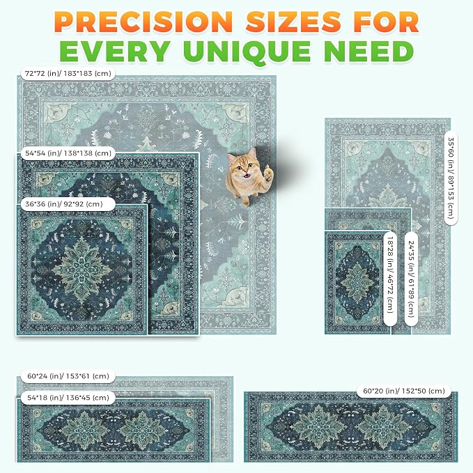 Hompet Cat Litter Mat 2 Pack, 24x60 Large Machine Washable Trapping Mats for Cats, Super Absorbent & Urine-Proof Cat Litter Box Mat for Floor, Waterproof & Non Slip Kitty Litter Rug