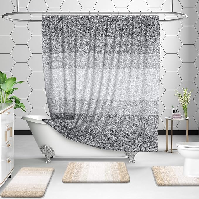 OLANLY Micorfiber Bathroom Rug Set 2 Piece, 47"x20"+24"x16" | Light Beige, Soft Absorbent Bath Rug Set, Non-Slip, Machine Wash Dry, Plush Shaggy Bath Mats for Bathroom