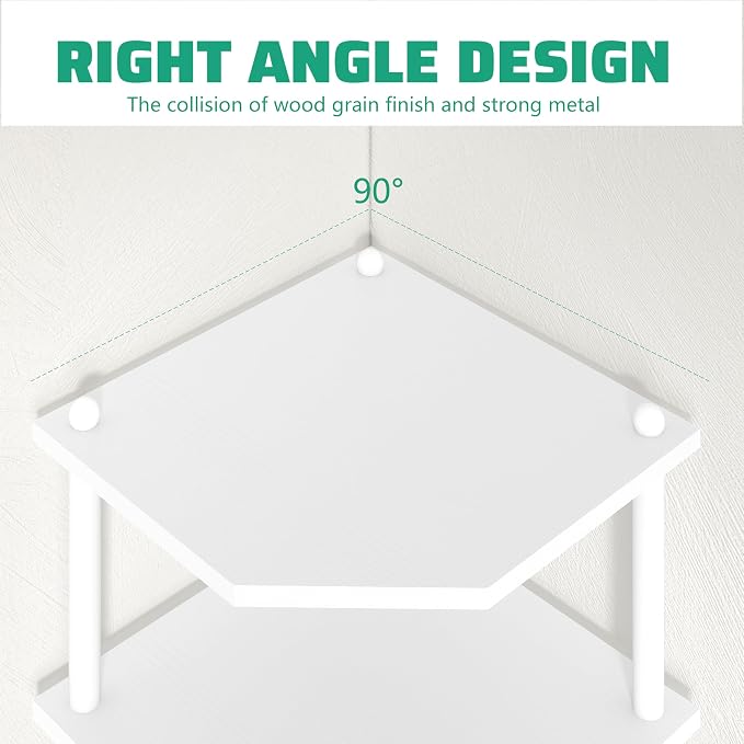 Corner Shelf Stand for Desk - 90° Corner Design to Free Up Desktop | Easy to Assemble 3-Tier Vertical Storage 15 lb Per Shelf 6.7 in Clearance for Books Coffee Mugs Supplies on Office Desks