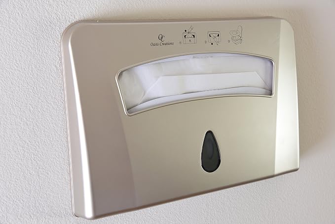 Toilet Seat Cover Dispenser by Oasis Creations –Wall Mount – Heavy Duty Commercial or Residential – Gold