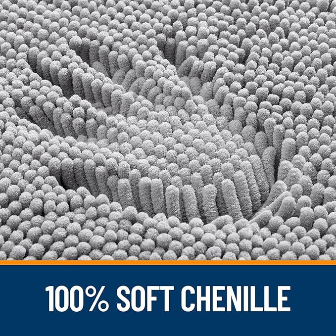 OLANLY Bathroom Rugs 36x24, Extra Soft Absorbent Chenille Bath Rugs | Grey, Quick-Drying Rubber Backing, Machine Washable Bath Mat for Bathroom Floor, Tub and Shower, Home Decor Accessories