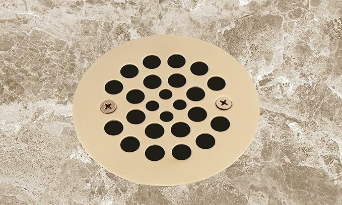 Artiwell 4-1/4“ Shower Strainer Drain Trim Set, Screw-in Shower Strainer Drain Cover, Plastic-Oddities Style Replacement Strainer Grid, Machine & Self-Tapping Screws Included (Champagne Bronze)