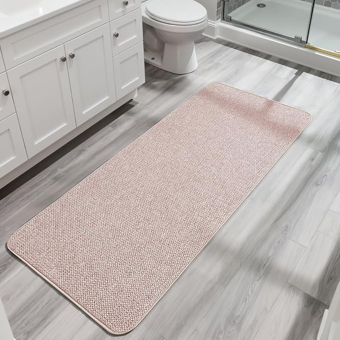Bosap Bath Mat,Ultra Thin Bathroom Runner Rugs,Large Bath Mats for Bathroom,Quick Dry,Non-Slip,Machine Washable,Low Pile,Bath Rug,Shower Outside,Sink,Home Decor Accessories.Beige,3'x6'(36x72inch)