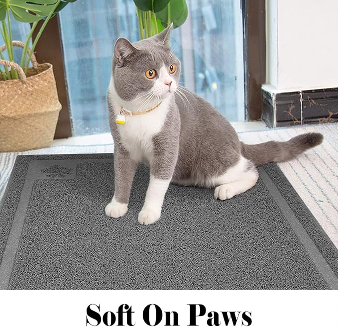 UPSKY Large Cat Litter Mat Trapper 35"×23", Waterproof, Non-Slip, Gray | Large Litter Box Mat, Foldable Trapping Mat, Anti-slip Design, For Cat Litter Boxes and Sensitive Paws, Easy to Clean