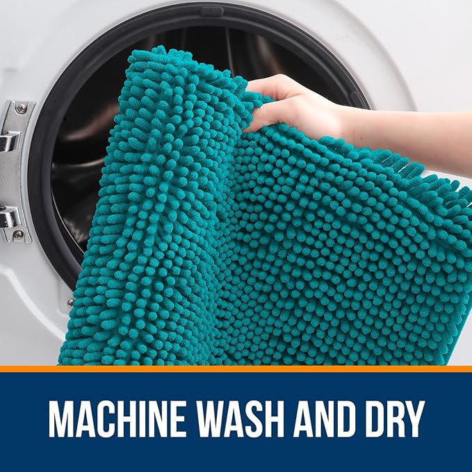 OLANLY Bathroom Rugs 35x24, Extra Soft Absorbent Chenille Bath Rugs | Deep Lake, Quick-Drying Rubber Backing, Machine Washable Bath Mat for Bathroom Floor, Tub and Shower, Home Decor Accessories