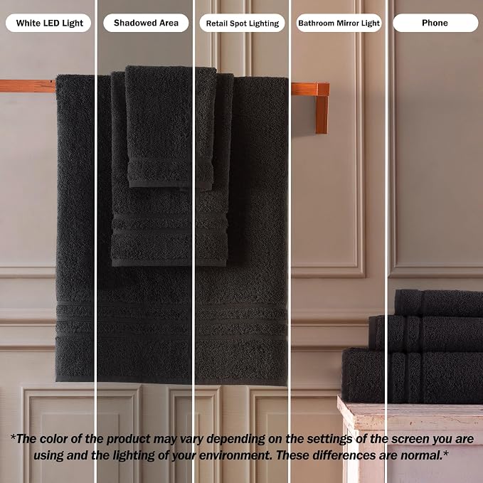 Hawmam Linen Black Hand Towels 4 Pack Turkish Cotton Premium Quality Soft and Absorbent Small Towels for Bathroom
