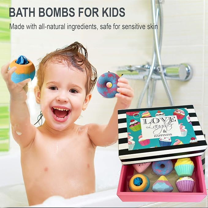 Bath Bombs for Girls – 6 Organic Bath Bombs Gift Set w/Natural Ingredients | Bath Bombs Aromatherapy Bubble Bath for Kids, Teens, Women, Skin Moisturizing Bathbombs for Girls Ages 8-12, Lush Spa Kit