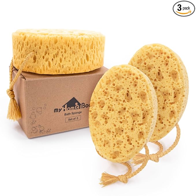 myHomeBody Bath Sponge, Foam Loofah, Shower Sponge for Body, Oval, 3 Pack | Large Size, Lots of Lather, Bath Sponges for Shower, Body Scrubber for Bathing, Body Wash Women, Exfoliating Loofah Sponge
