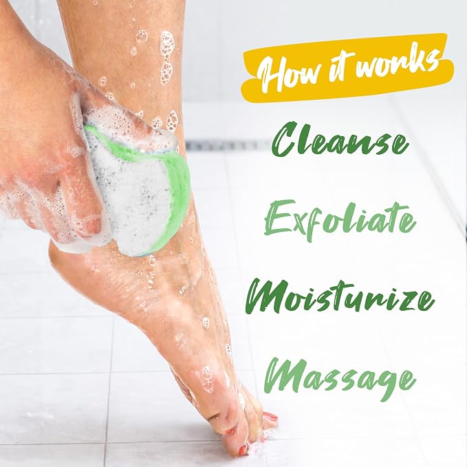 Spongeables Pedi Scrub Foot Exfoliating 5+ Wash Travel Sponge, Citron Eucalyptus, 1 Count