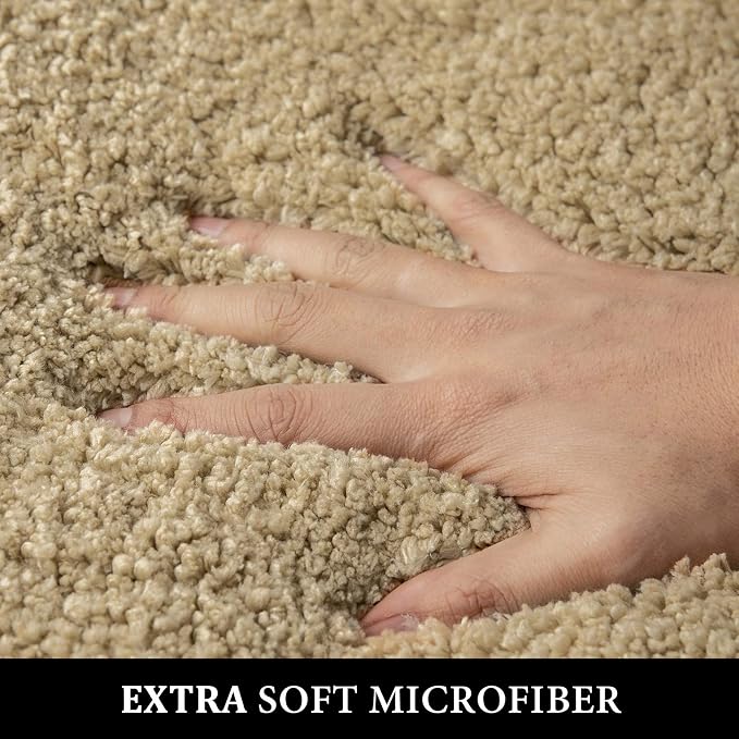 MIULEE Camel Bathroom Rugs Set 2 Piece Small Soft Bath Mats 16x24 Inch | Soft Absorbent Microfiber Bath Rugs, Non Slip, Quick Dry, Fluffy Bath Rugs for Bathroom Floor Tub Showers, Machine Washable