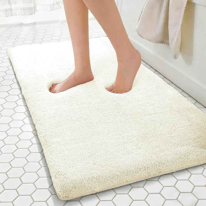 MINIDEAR Bathroom Rugs 70x24 Cream - Thick Memory Foam Bath Mat, Ultra Soft & Plush Fluffy, Non-Slip, Quick Dry, Absorbent Washable Floor Microfiber Mat for Tub, Home Decor Accessories