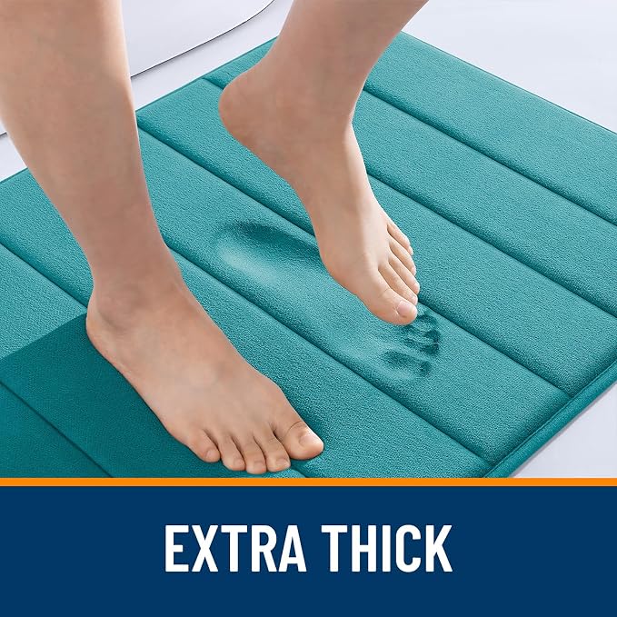 OLANLY Memory Foam Large Bath Mat 40x32, Super Soft Absorbent Bathroom Rugs | Deep Lake, Quick Dry Bath Rug, Machine Washable Shower Floor Mats, Bathmat Carpet for Bathroom Floor, Tub and Shower
