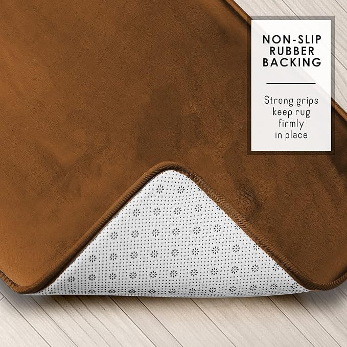 Clara Clark Bathroom Rugs, Velvet Memory Foam Bath Mat, Non-Slip, Machine Washable Bath Rugs - Dries Quickly, Ultra Soft Plush Bath Mats for Bathroom, 20 x 32, Chocolate Brown