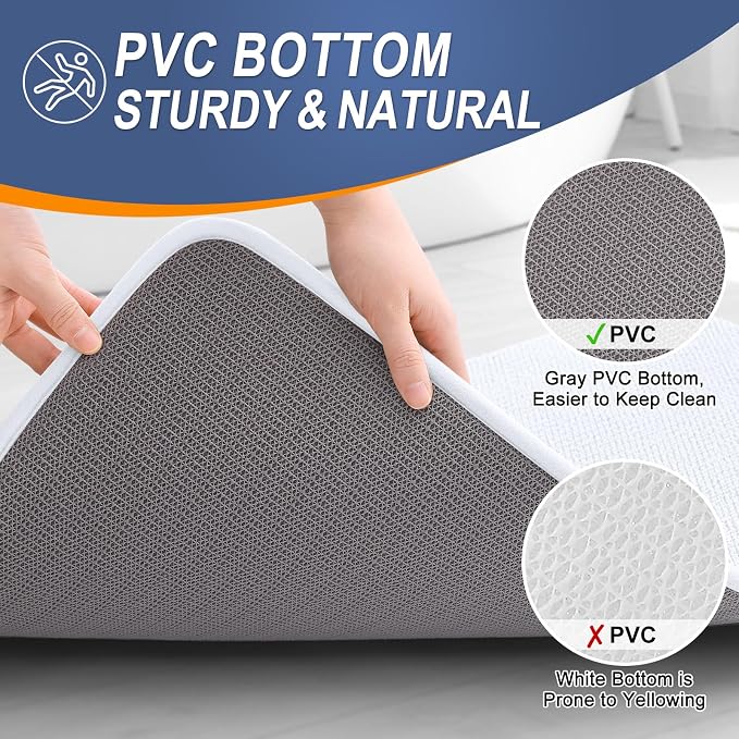OLANLY Memory Foam Bathroom Toilet Rug U-Shaped 24x20, Absorbent Mat, White | Soft Quick Dry Bath Rugs, Non-Slip Carpet, Machine Washable Mat for Bathroom Floor, Tub and Shower, Home Decor Accessories