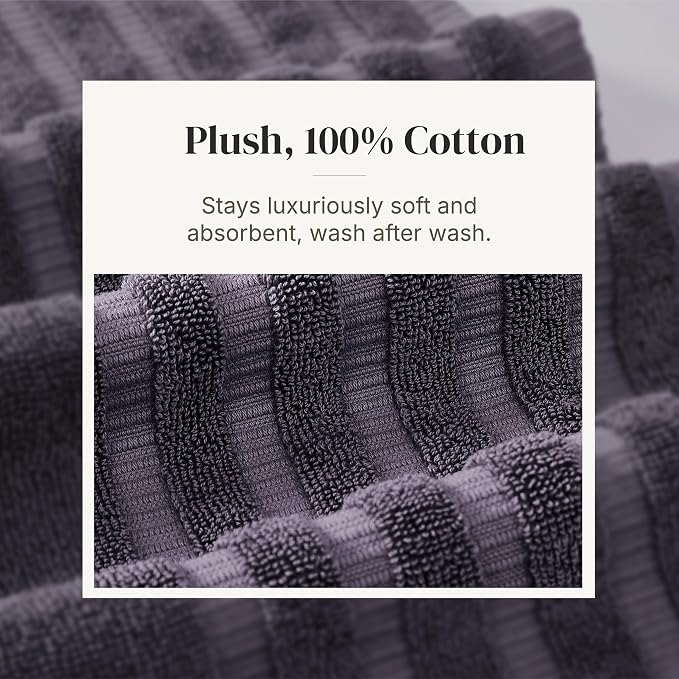 Modern Threads 6 Piece Bath Towel Set – Bathroom Set with 2 Bath Towels, 2 Hand Towels, and 2 Wash Cloths – 100% Cotton, Super Absorbent & Extra Soft – Reversible Natural Vine (Purple)