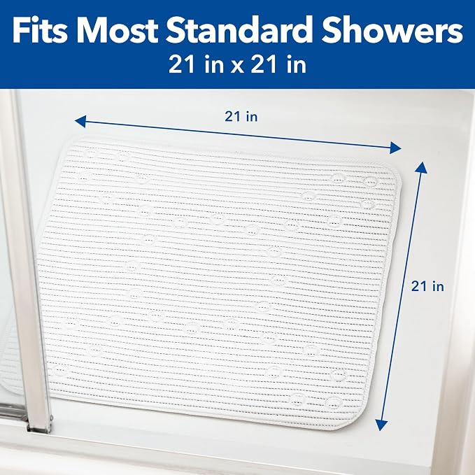 Duck Brand Clorox Cushioned Shower Mat, Non Slip Bathtub Mat with Suction Cups, 21 Inches x 21 Inches, White