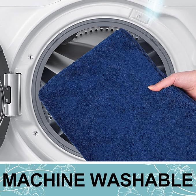 Smiry Memory Foam Bath Mat 44x24, Extra Soft and Absorbent Bathroom Rugs | Navy Blue, Quick Dry Machine Washable Non-Slip Bath Mat for Bathroom Floor, Shower and Tub