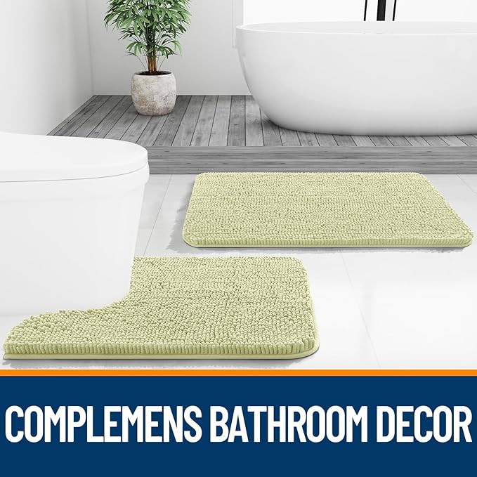 OLANLY Small Bathroom Rugs 24x16, Extra Soft Absorbent Chenille Bath Rugs, Rubber Backing Quick Dry, Machine Washable Bath Mats for Bathroom Floor, Tub and Shower, Home Decor Accessories, Vanilla | Vanilla, Quick-Drying Rubber Backing, Machine Washable...