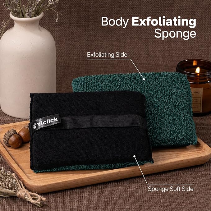 Exfoliating Body Scrubber (2 Pack), Body Scrubber Exfoliator, Exfoliating Sponge for Shower Bath, Shower Loofah Luffa Lufa with Handle for Men Women, Dead Skin Exfoliator for Body Scrub