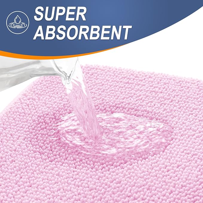 OLANLY Thick Memory Foam Bathroom Rugs 30x20, Soft Absorbent Bath Mat, Pink | Quick Dry Bath Rugs, Non-Slip Carpet, Machine Washable Mats for Bathroom Floor, Tub and Shower, Home Decor Accessories